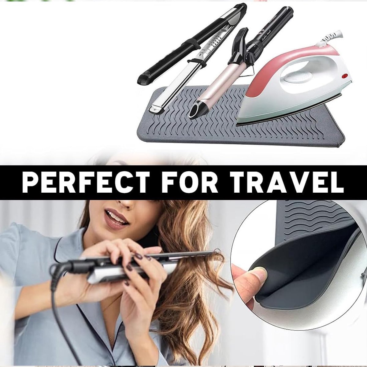 Heat-resistant mat - Heat-resistant pads - Heat mat - Silicone case - Silicone protective pads - Curling iron mat - Straightener mat - storage bag - storage — image 4