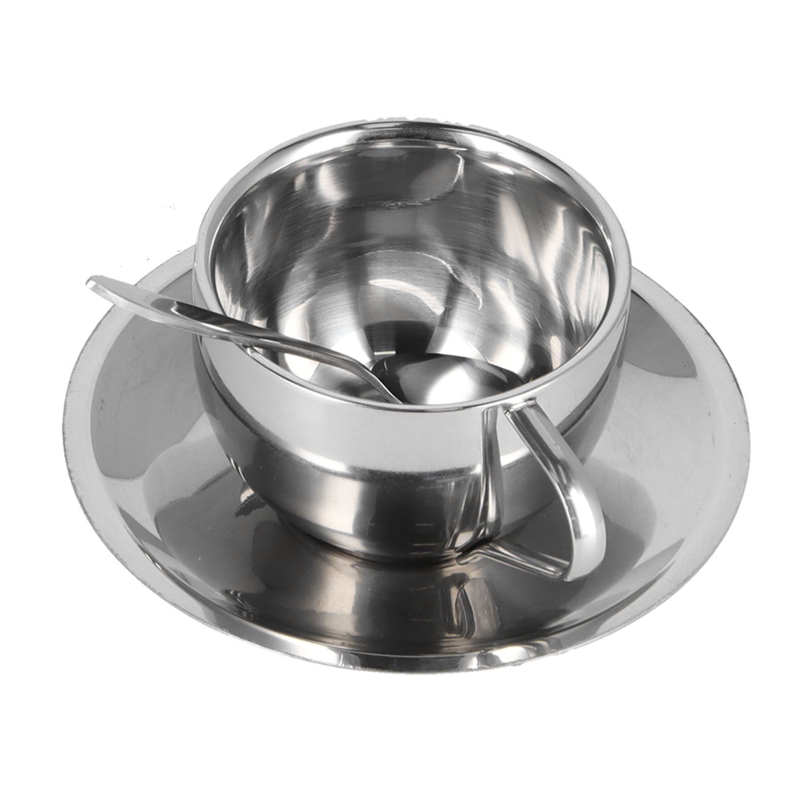 3PCS/Set Insulated Coffee Cup Set Stainless Steel Double Walled Mugs Milk Tea Cup with Saucer Spoon Set180ML โ image 3