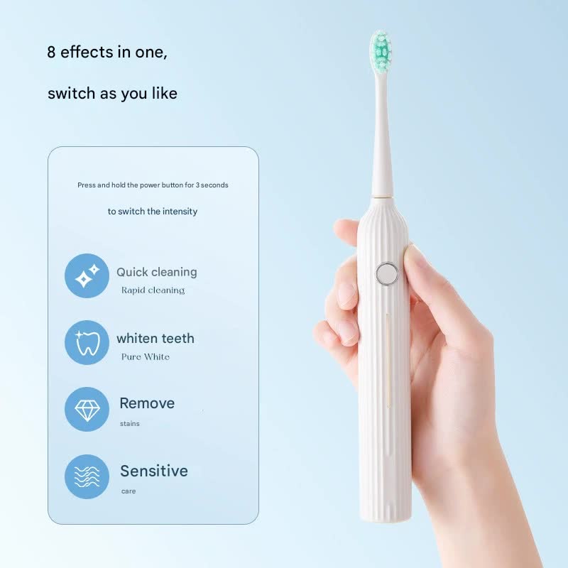 Advanced Sonic Electric Toothbrush - 8 Modes, Long Battery Life (300 Days Standby), Gentle & Effective Cleaning(Milk tea white) — image 2