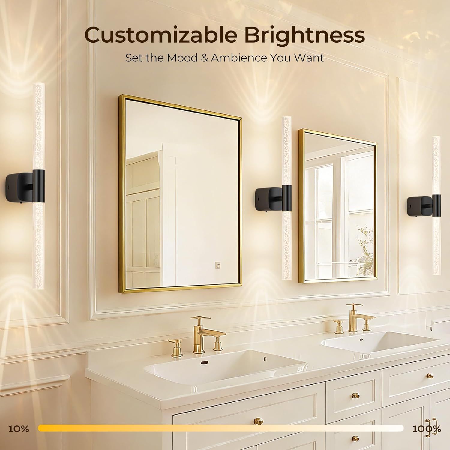 Battery Operated Wall Sconce Set of 2 Black Rechargeable Acrylic Crystal Sconce Wall Decor Set of 2 with 12000mAh CCT Dimmable 350° Rotate Remote Wireless Wall — image 4
