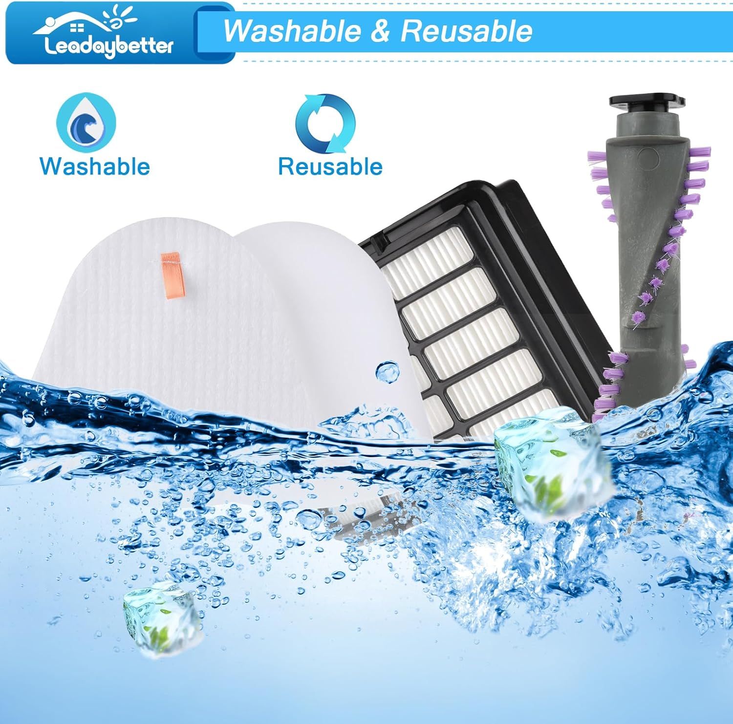 Brush Roll filter Replacement for Shark Navigator Lit Away NV350 NV351 NV352 NV356E S2 NV360 NV355 NV356 NV357 NV358 Vacuum Cleaner, with Belt and Wheels — image 6