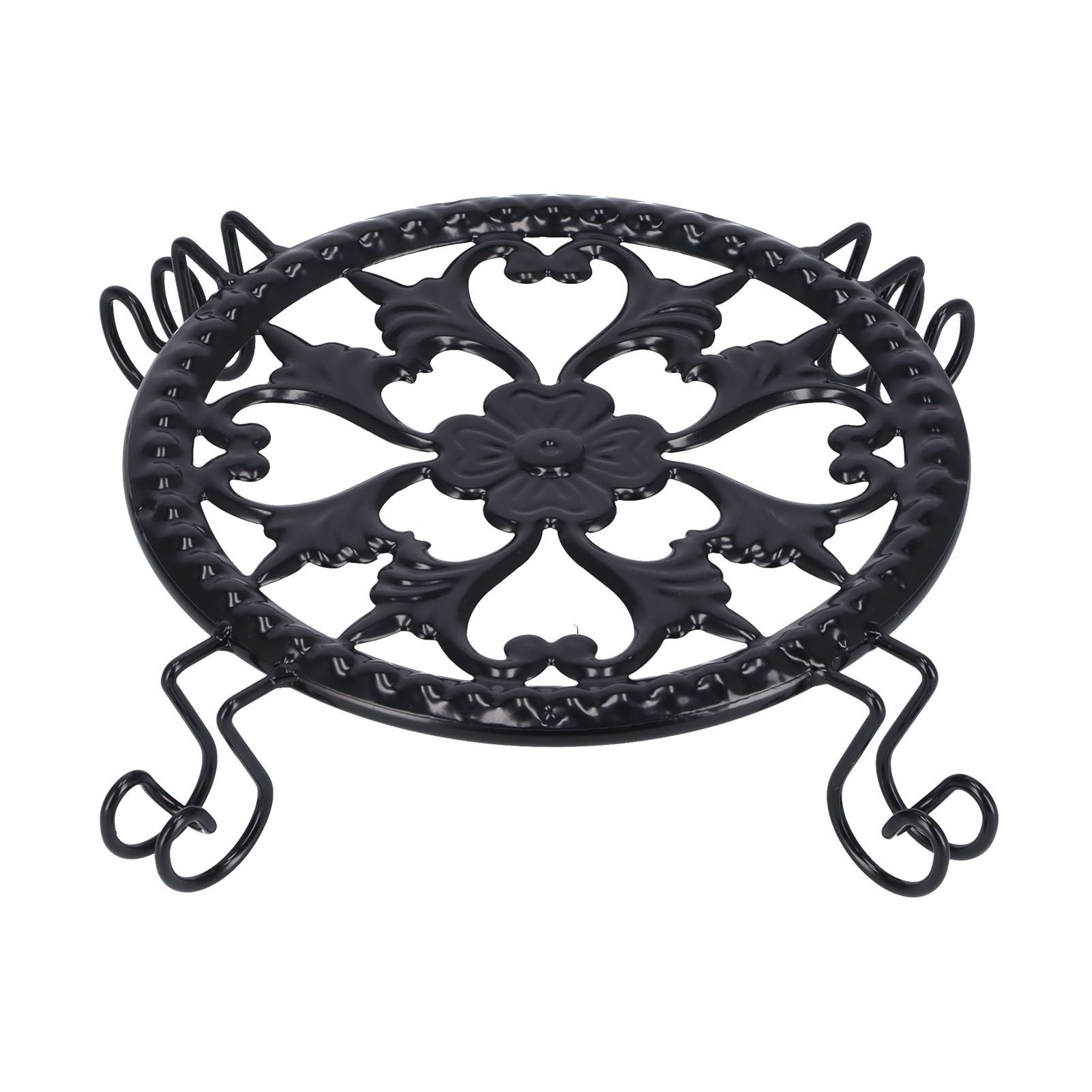 Flower Pot Stand Black Elegant Light Weight Stable Wrought Iron Plant Riser for Living Room Balcony Office โ image 3
