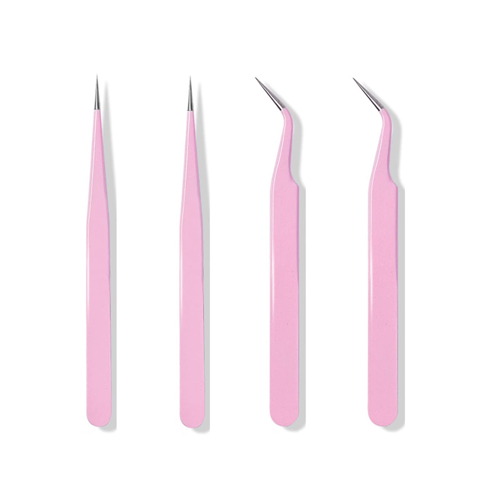 4PCS Precision Tweezers Set, Diamond Painting Tools, Anti-Static Stainless Steel Curved & Point Tip Tweezers, DIY