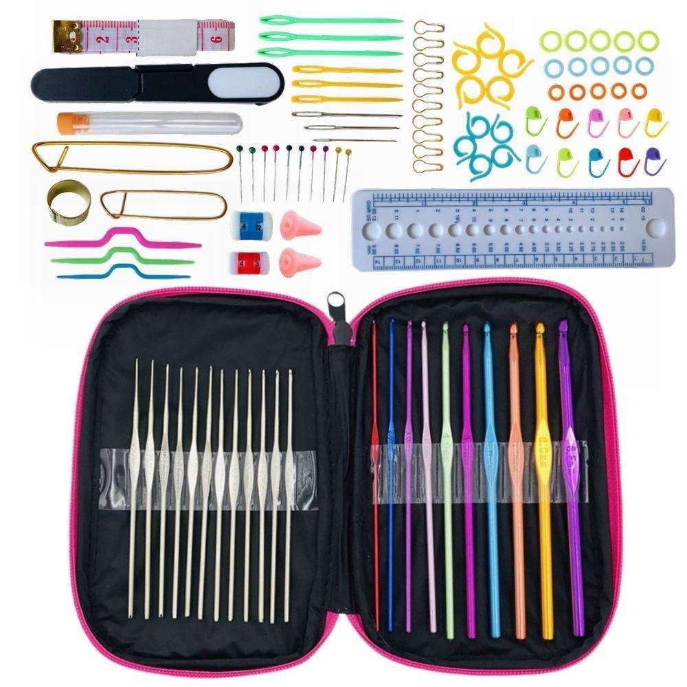 Crochet hooks knitting kit with markers and tape measure, multicolor โ image 3