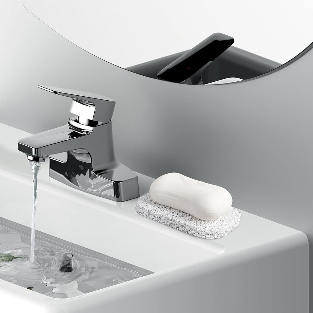 5PCS Shower Soap Bar Saver Lift Holder Dish Sponge Rack Tray Fast Dry Non-Slip white — image 2