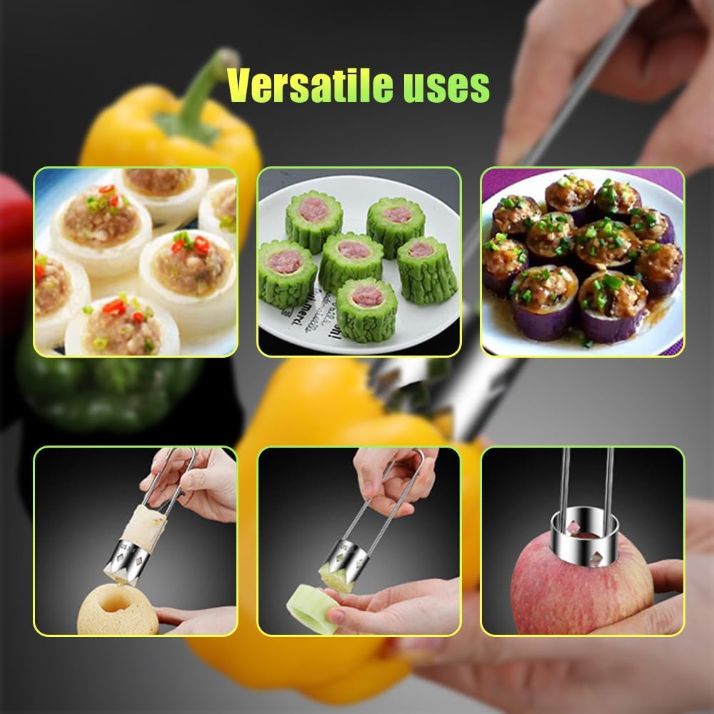 Red Bell Pepper Seed Corer, 2025 Upgraded Reusable Washable Stainless Steel Fruite Cutter Pepper Seed Remover Tool,Tool for Vegetables Fruit Corer Kitchen โ image 3