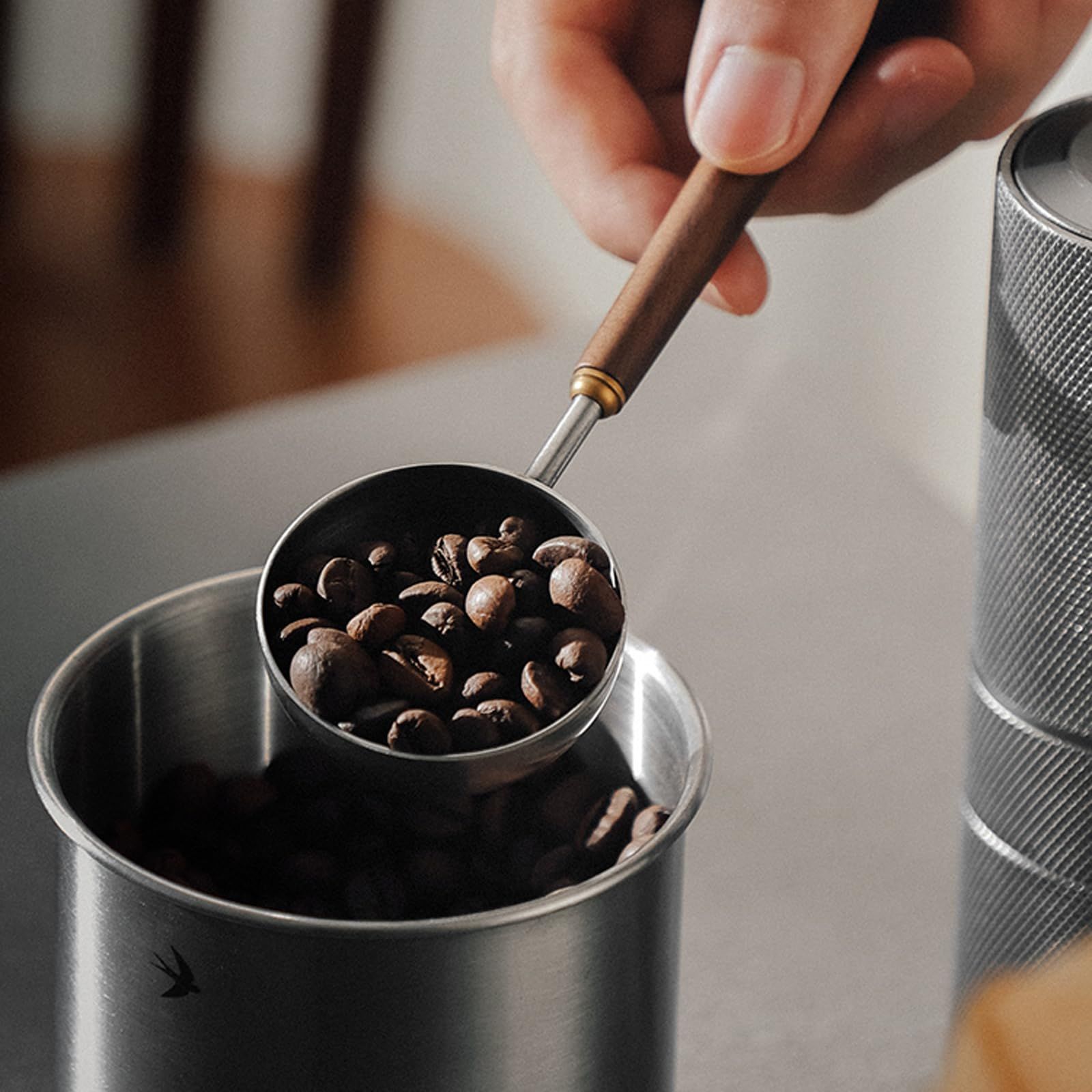Retro Stainless Steel Coffee Spoon With Black Walnut Handle,Measuring Spoon Walnut handle spoon(1, Small) โ image 2