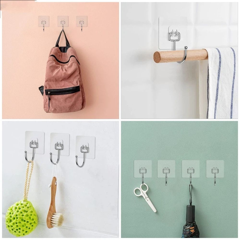 Large Adhesive Hooks for Hanging Heavy Duty 22 lbs Robe & Towel Hanger, Waterproof Adhesive Wall Hooks for Home,Office- 6 Pack — image 2