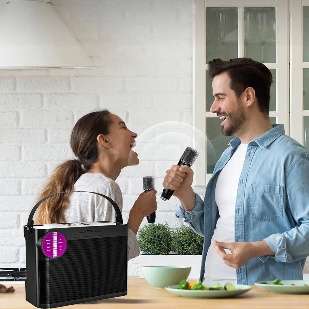 Portable Bluetooth 5.3 Speaker with 2 Wireless Microphones Home Karaoke Speaker Machine Black — image 2