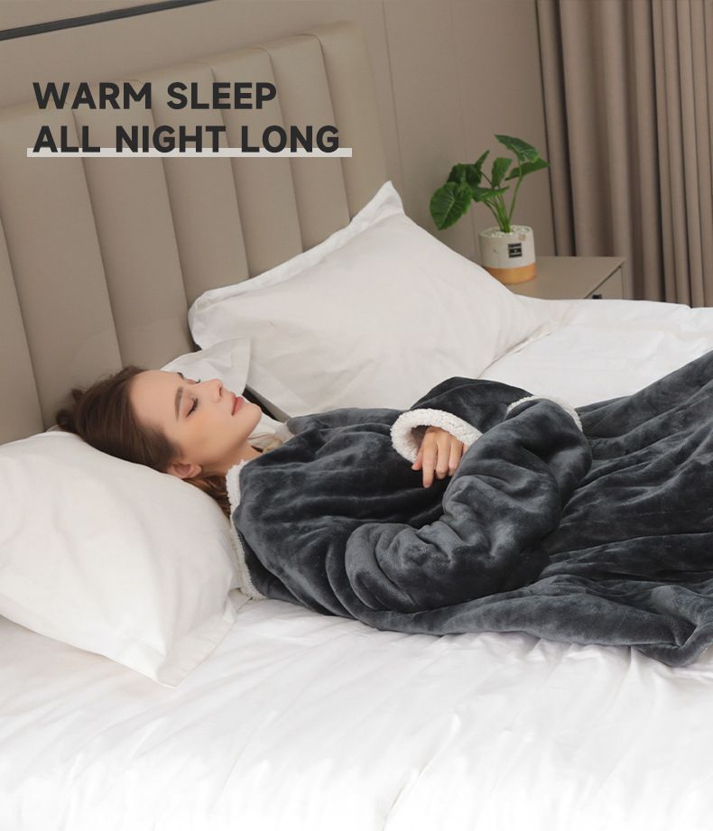 Wearable Heated Blanket With Sleeves Heated Throw Temperature - Gray - Size 127-177cm โ image 6