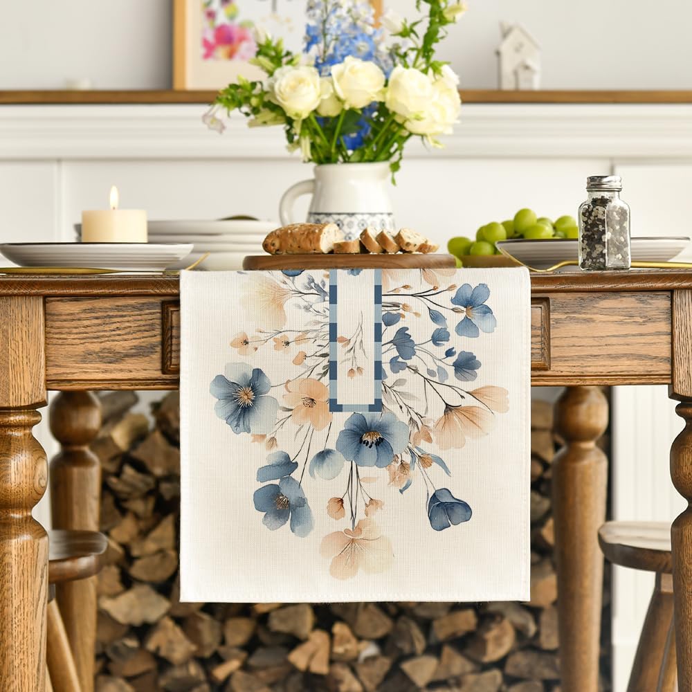 Bloom Flowers Floral Weeds Spring Table Runner, Seasonal Summer Kitchen Dining Table Decoration for Home Party Decor 13 × 72 Inch — image 3
