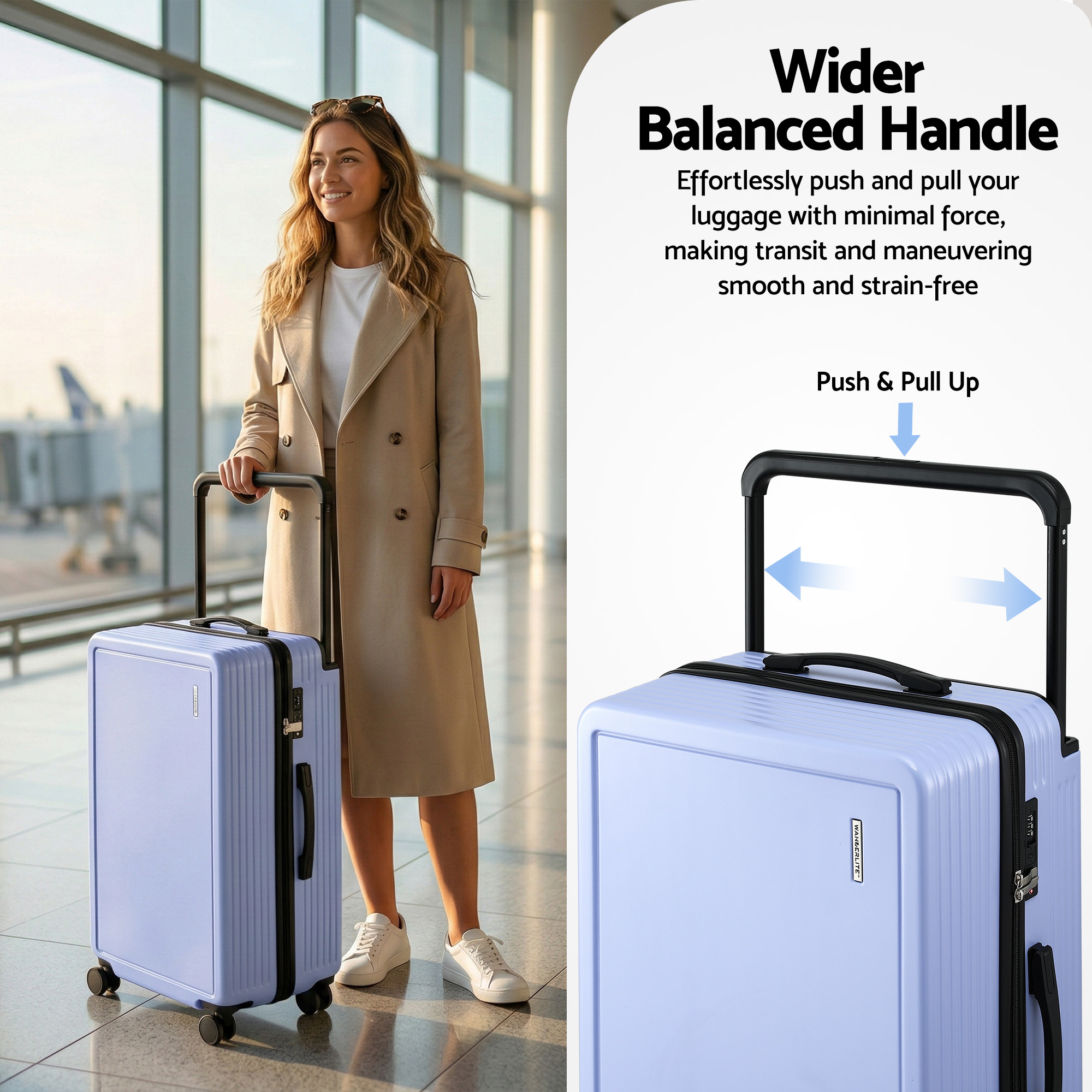 Wanderlite 28" Wide Handle Luggage Suitcase Travel TSA Lock Light Blue — image 4