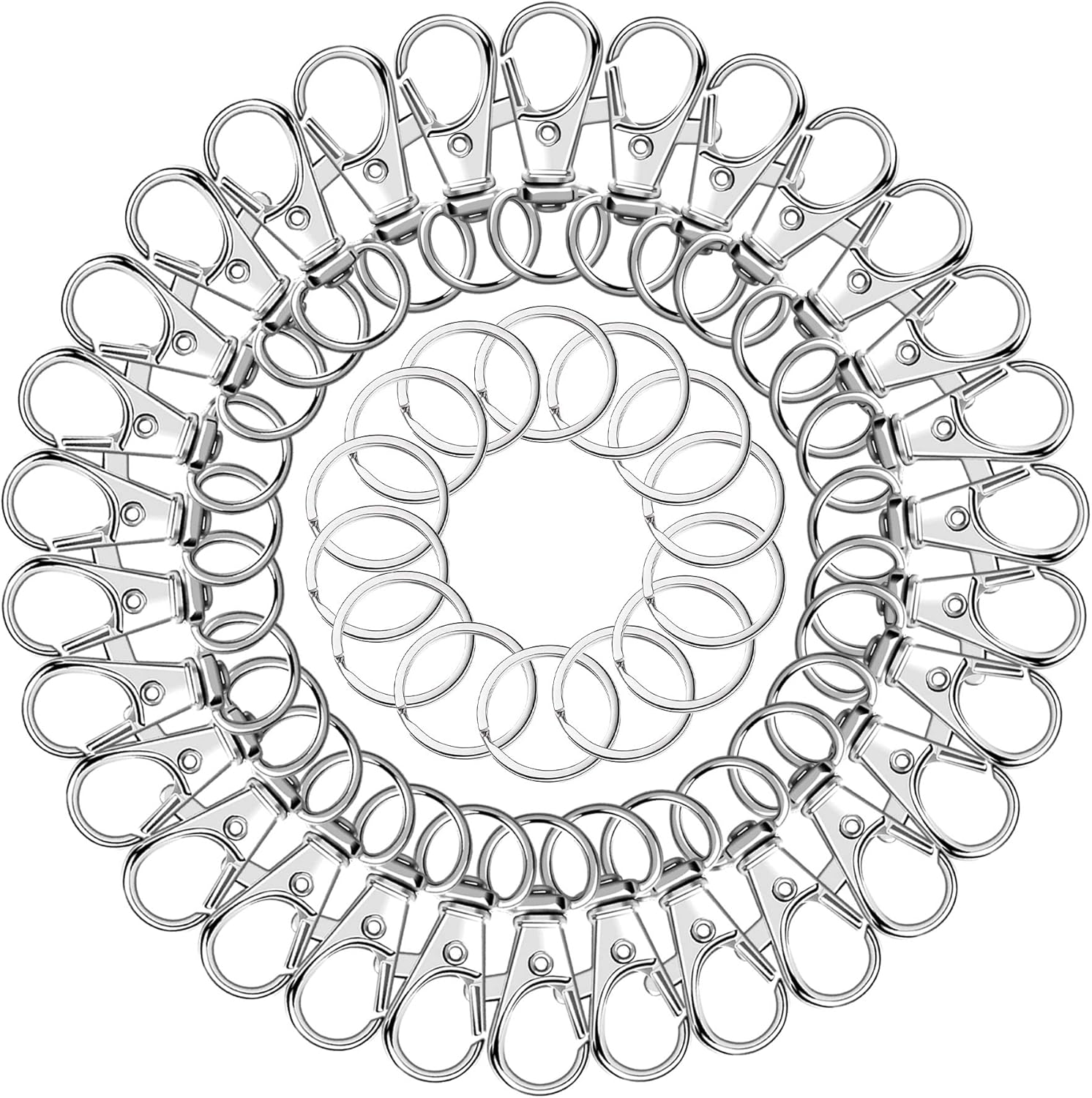 100PCS Swivel Snap Hooks with Key Rings, 50Pcs Key Chain Clip Hooks and 50Pcs Key Rings, Lanyard Lobster Claw Clasps for Keychains Jewelry Art Crafts (Silver) โ image 4