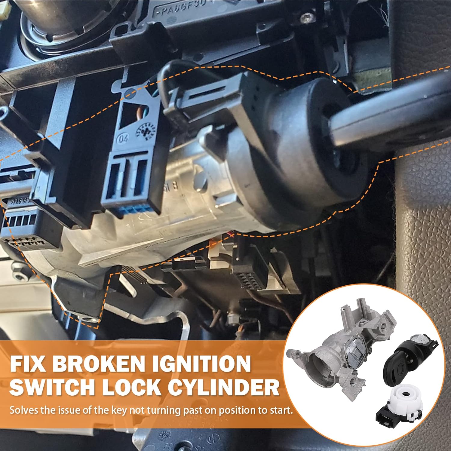 Ignition Switch Lock Cylinder 1K0905851B for Volkswagen VW Jetta 2.5 GTI MK5 Rabbit Golf EOS Tiguan Audi A3 R8 Ignition Starter Switch Replace 1K0905865 — image 4