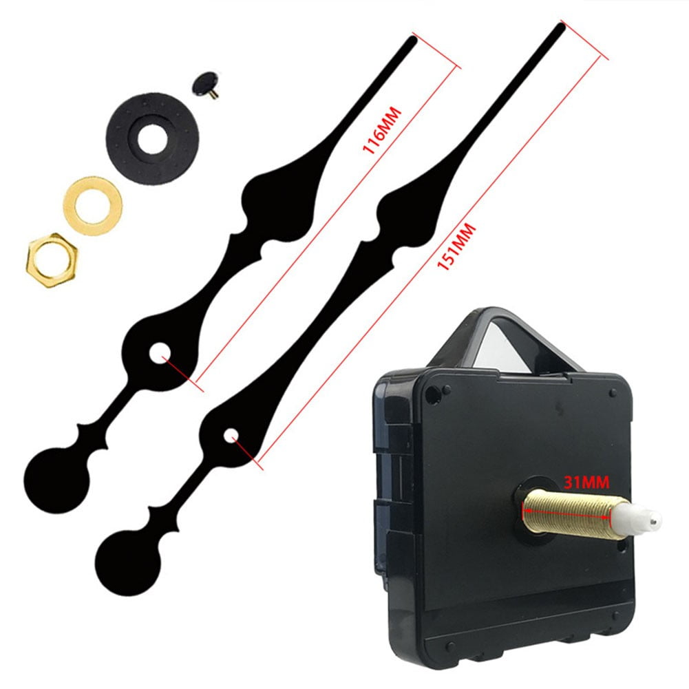 High Torque Silent Quartz Clock Movement Kit with Long Hands for DIY Wall Clock Repair, Black — image 4