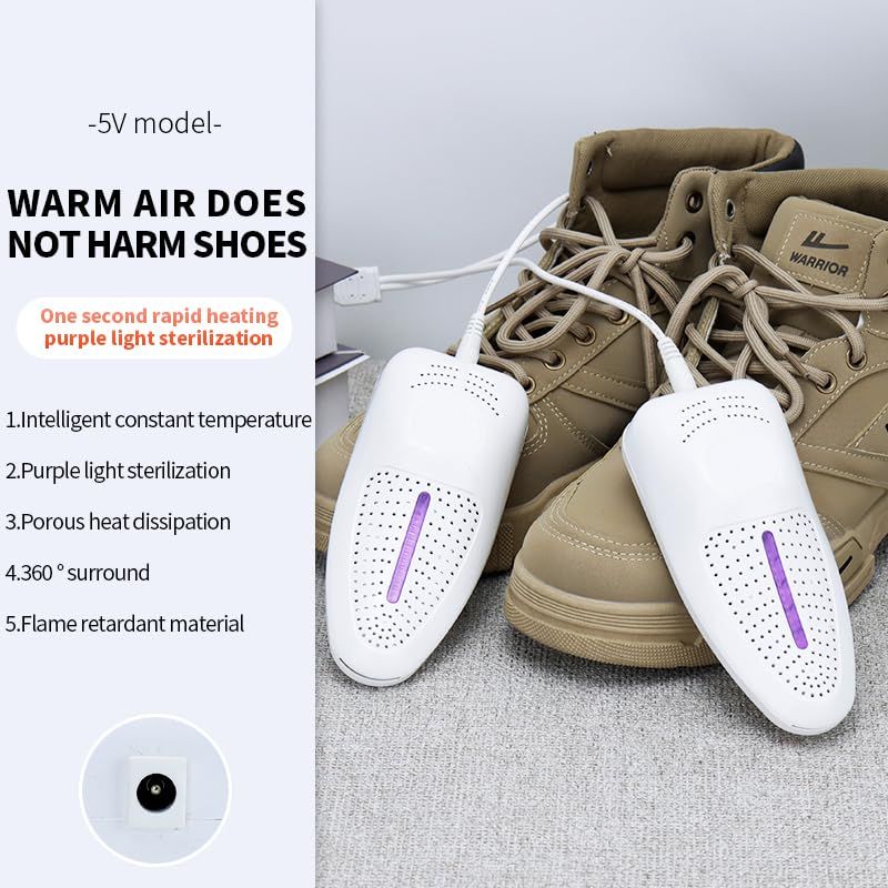 Portable electric shoe dryer, timed quick drying and warming shoe dryer, Deodorization and dehumidification (white) — image 2