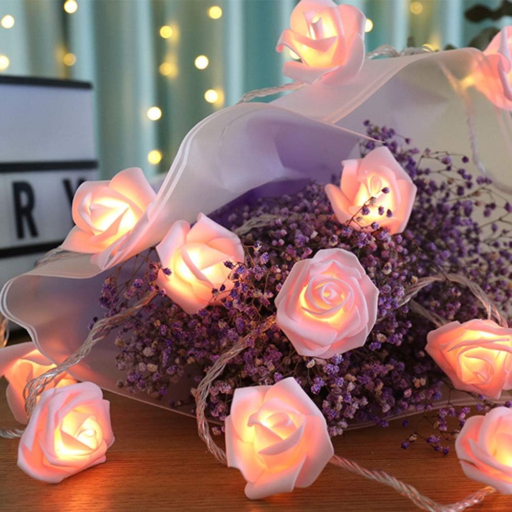 1 Piece Pink Rose LED Fairy Lights for Bedrooms, Weddings and Party Decor, Decorative Flower String Lighting for Indoor Ambience — image 5