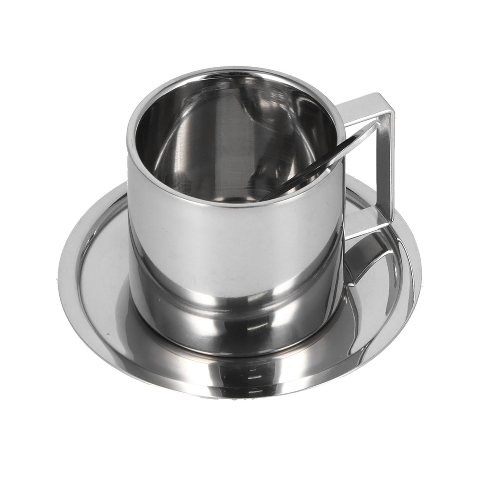 3PCS/Set Insulated Coffee Cup Set Stainless Steel Double Walled Mugs Milk Tea Cup with Saucer Spoon Set280ML โ image 5