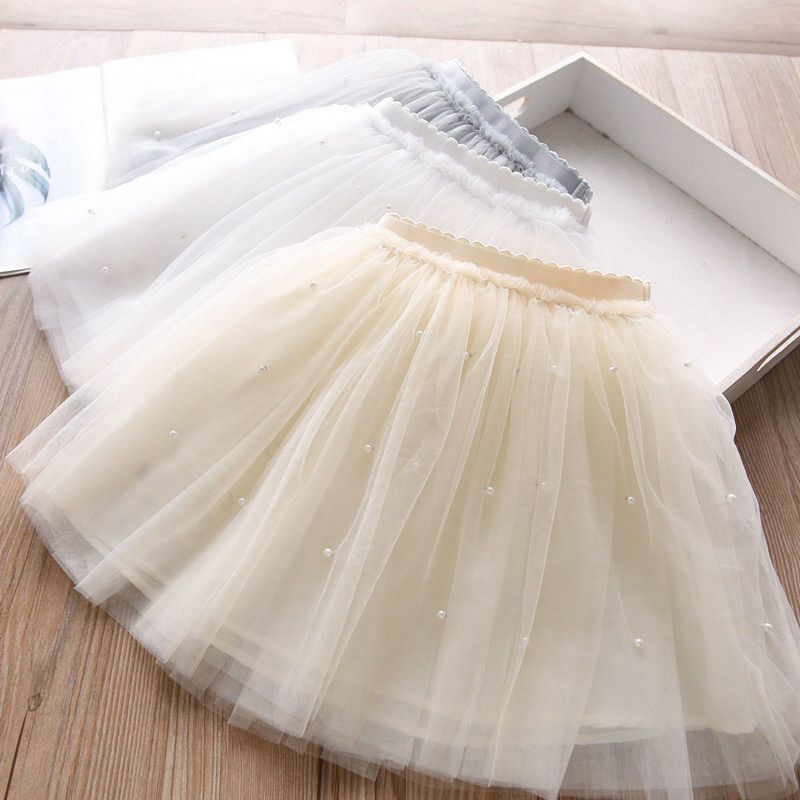 Girls Cotton Cake Skirt Princess Grey White 110 — image 3