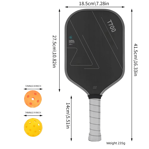 Red‑Black T700 Carbon Fiber Pickleball Paddle Set, 16mm Textured Matte Surface, Complete Kit with Oxford Carry Bag & Pickleball Balls — image 4