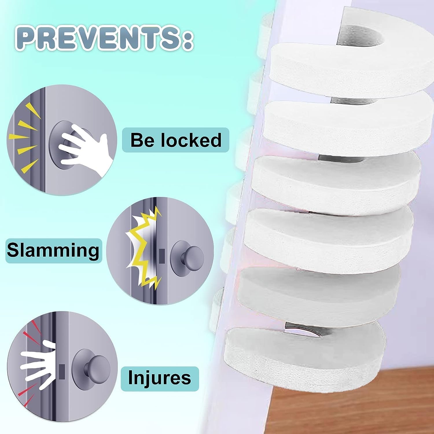 [6-pack -1.5 cm] Door wedge lock, child door safety lock, baby safe door stopper, protect children's fingers with soft foam protection, prevent finger pinching — image 5