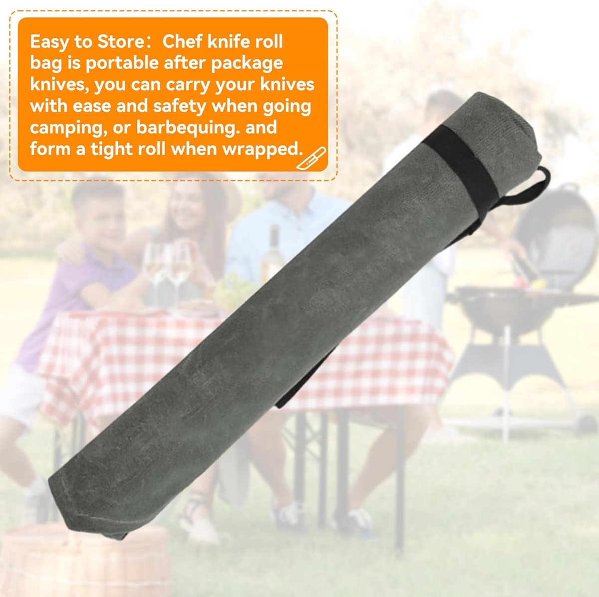 Chef Tools Protector - with 7 slots - Chef's knife roll bag - Knife bag - Waxed canvas knife bag - Cookware - knife case - knife holder - storage bag - cutlery — image 6