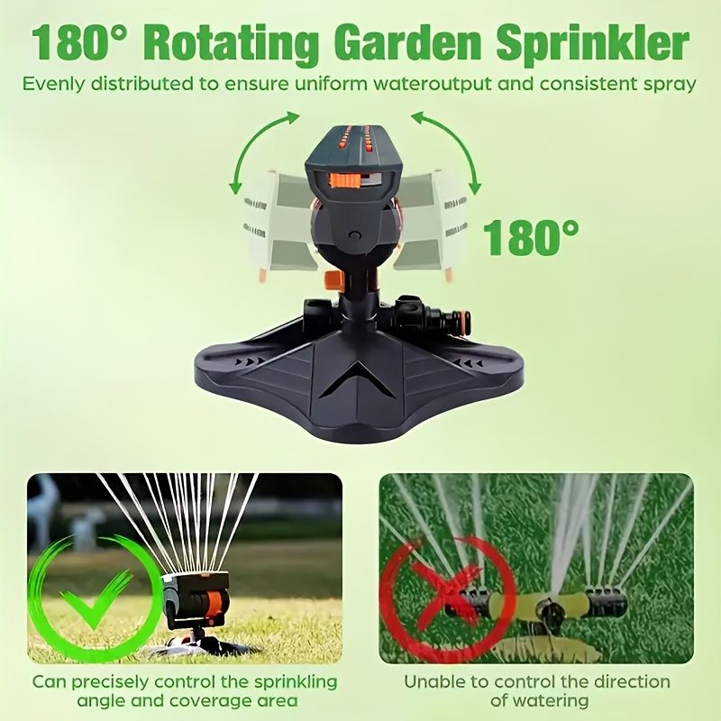 1 garden sprinkler with 16 nozzles, 180° rotating adjustable head, automatic irrigation system, wide coverage, easy to install, no power required, suitable for — image 5