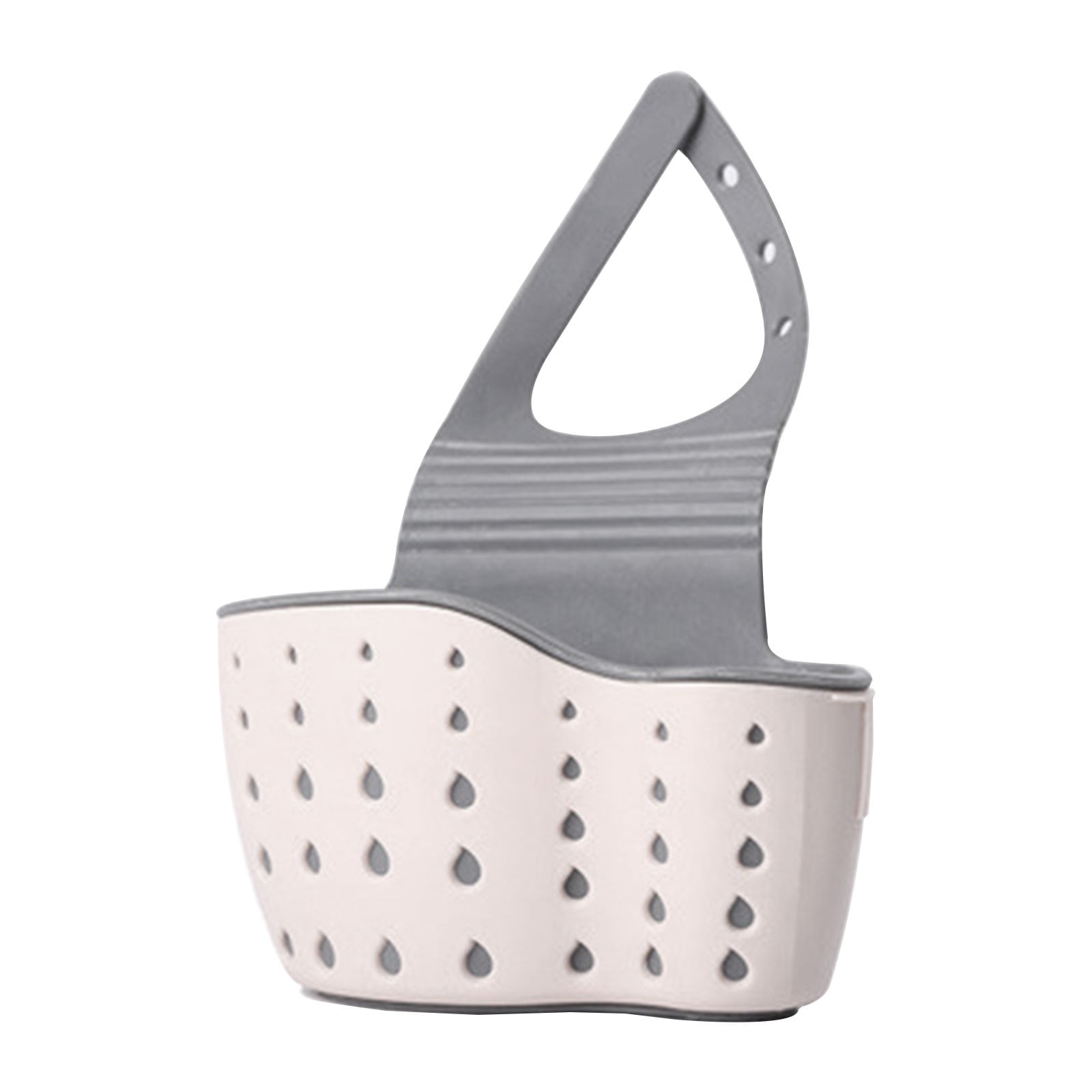 1 Piece Kitchen Sink Caddy Sponge Holder, Silicone Soap Holder with Adjustable Hanging Strap and Drain Holes, White, 13 x 22 cm