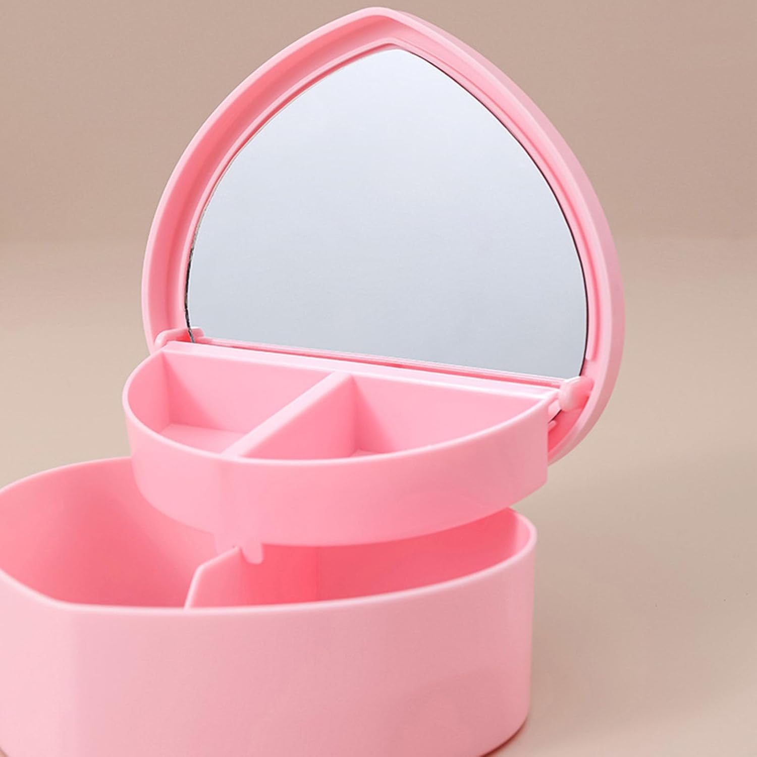 Girls Jewelry Box, 2 Layer Holder Organizer Heart Shape Portable Case with Mirror Travel for Earrings Rings Necklaces โ image 3