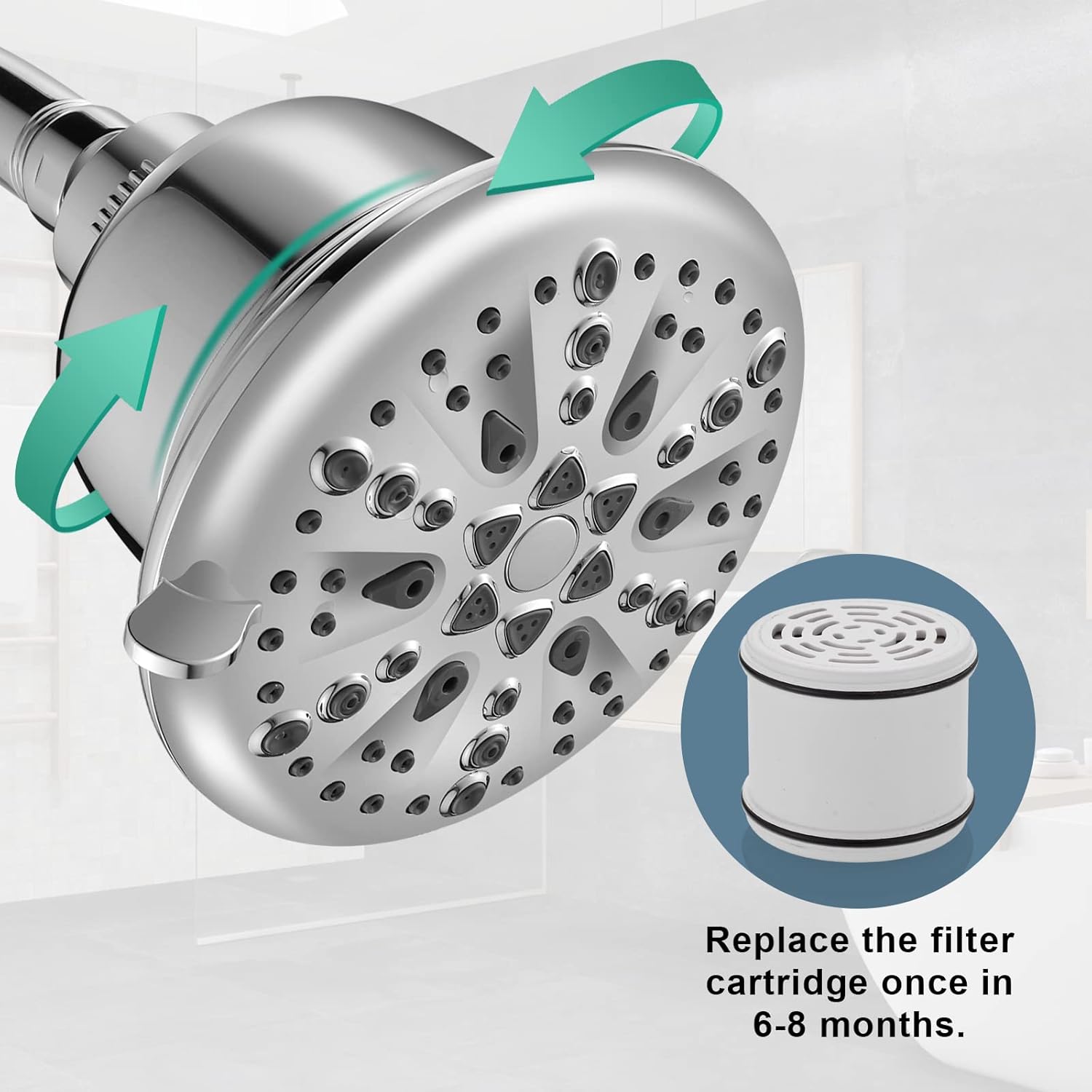 Filtered Shower Head, High Pressure 7 Spray Modes Shower Head with Filters, 16 Stage Shower Head Filter for Hard Water for Remove Chlorine and Harmful — image 5