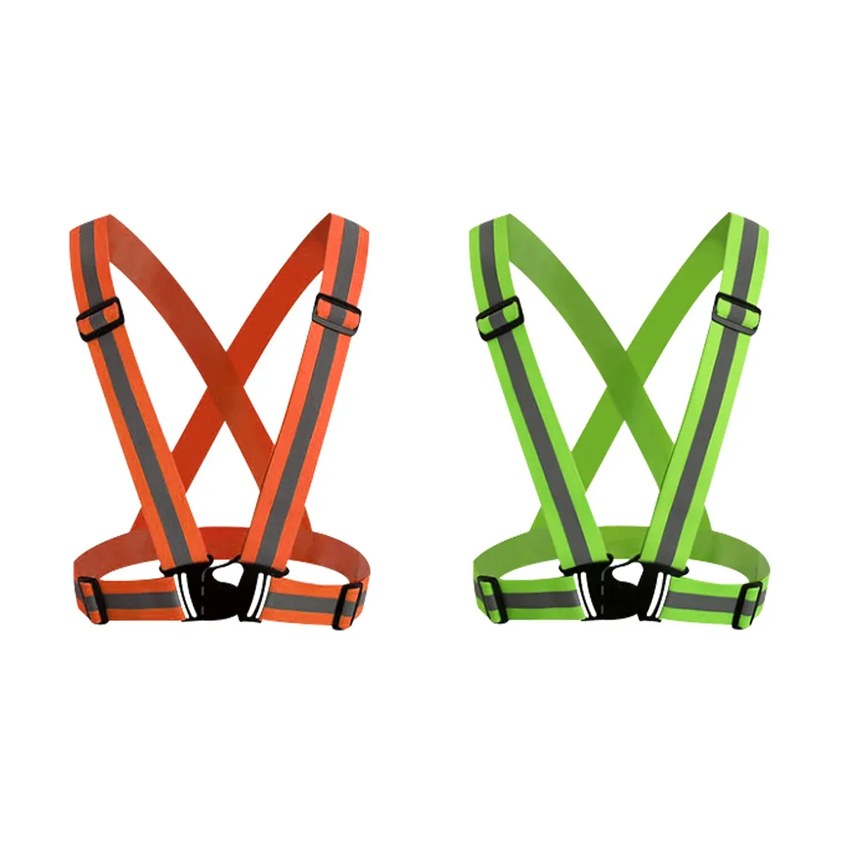 Reflective Shoulder Straps Safety High Visibility Vest for Night Running Cycling - Orange โ image 3
