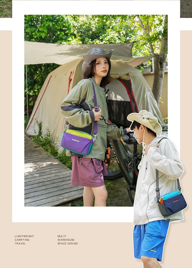 Dopamine Color-Blocked Cross-Body Bag Travel Bag Trendy Bag Color-Blocking - Navy - Size routine — image 4