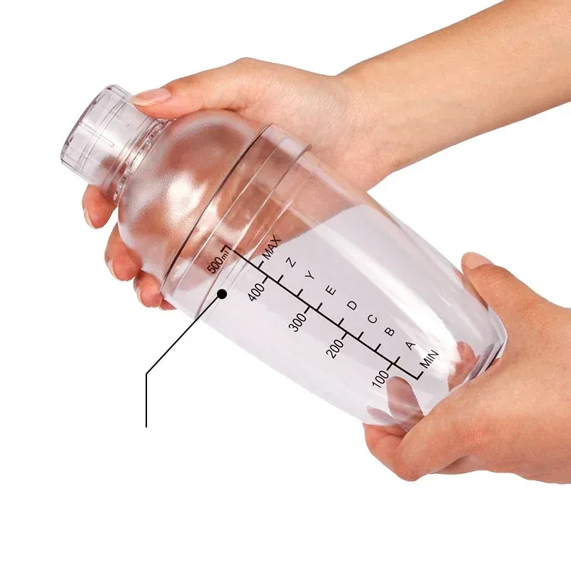 1PC Plastic Cocktail Shaker 1000ml for Home Bar, Drink Mixing Utensil with Transparent and Black Scale — image 3