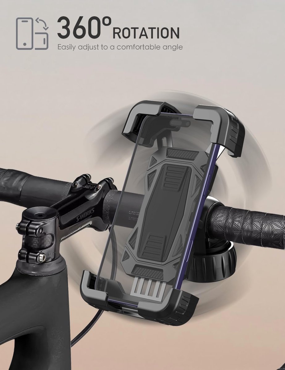 Bicycle phone mount - Motorcycle phone mount - Phone holder - Bicycle phone mount - Motorcycle phone mount - Adjustable - Universal - Handlebar - Black — image 3