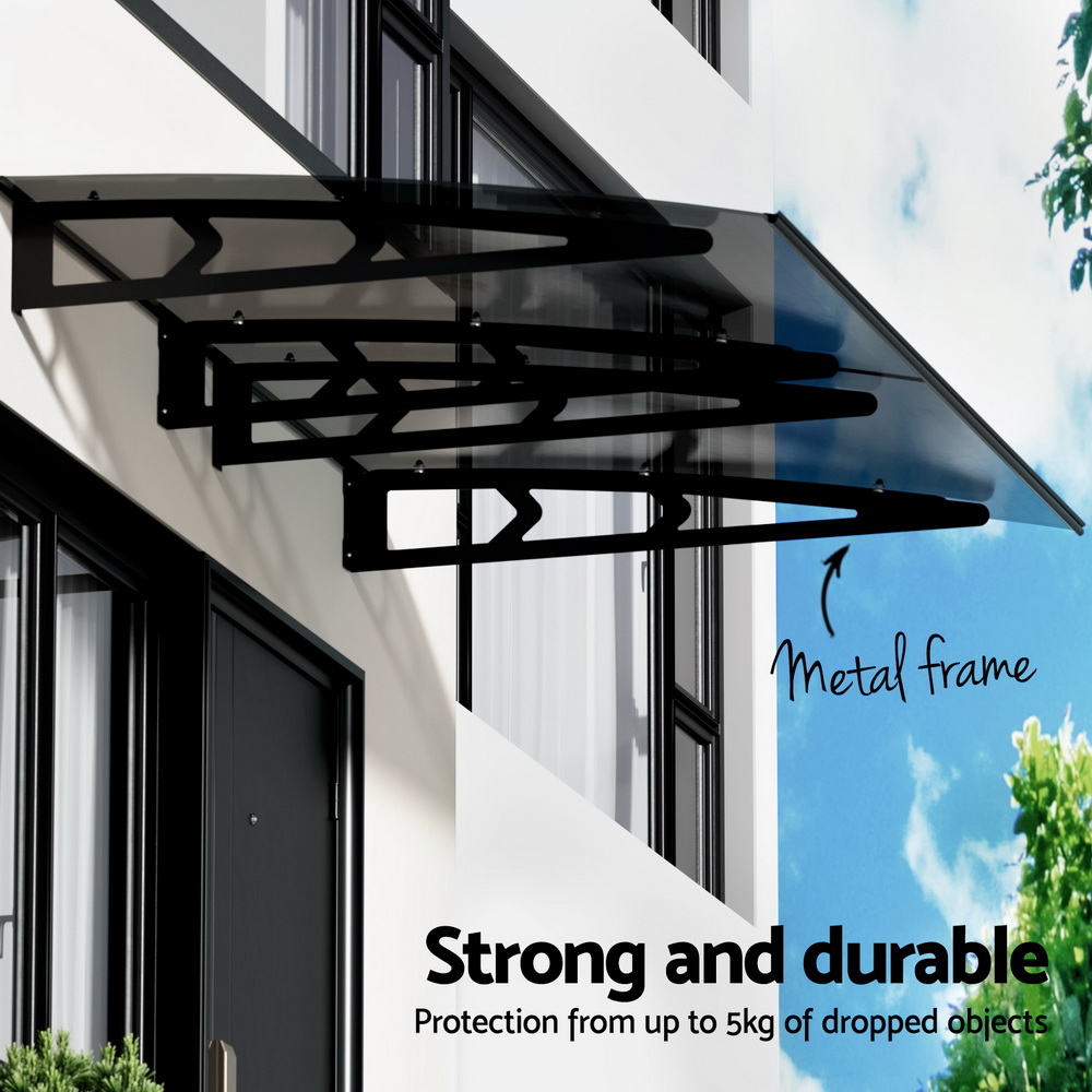 Instahut Window Door Awning Canopy 1mx2m Grey Solid Sheet Metal Frame โ image 4