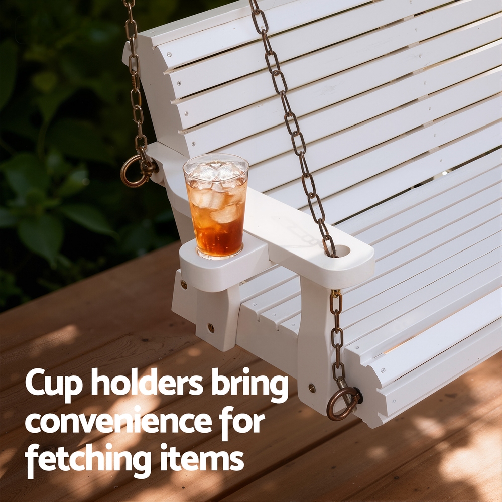 Gardeon Porch Outdoor Swing Chair With Cup Holder Wooden Furniture 2 Seater — image 5