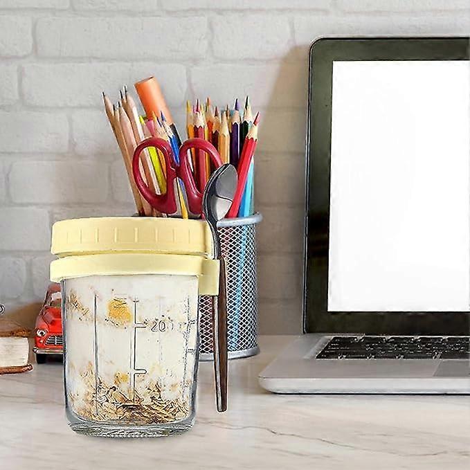 Oats Jars with Lids & Spoon Breakfast On The Go Cups Airtight Large Storage Jars โ image 3
