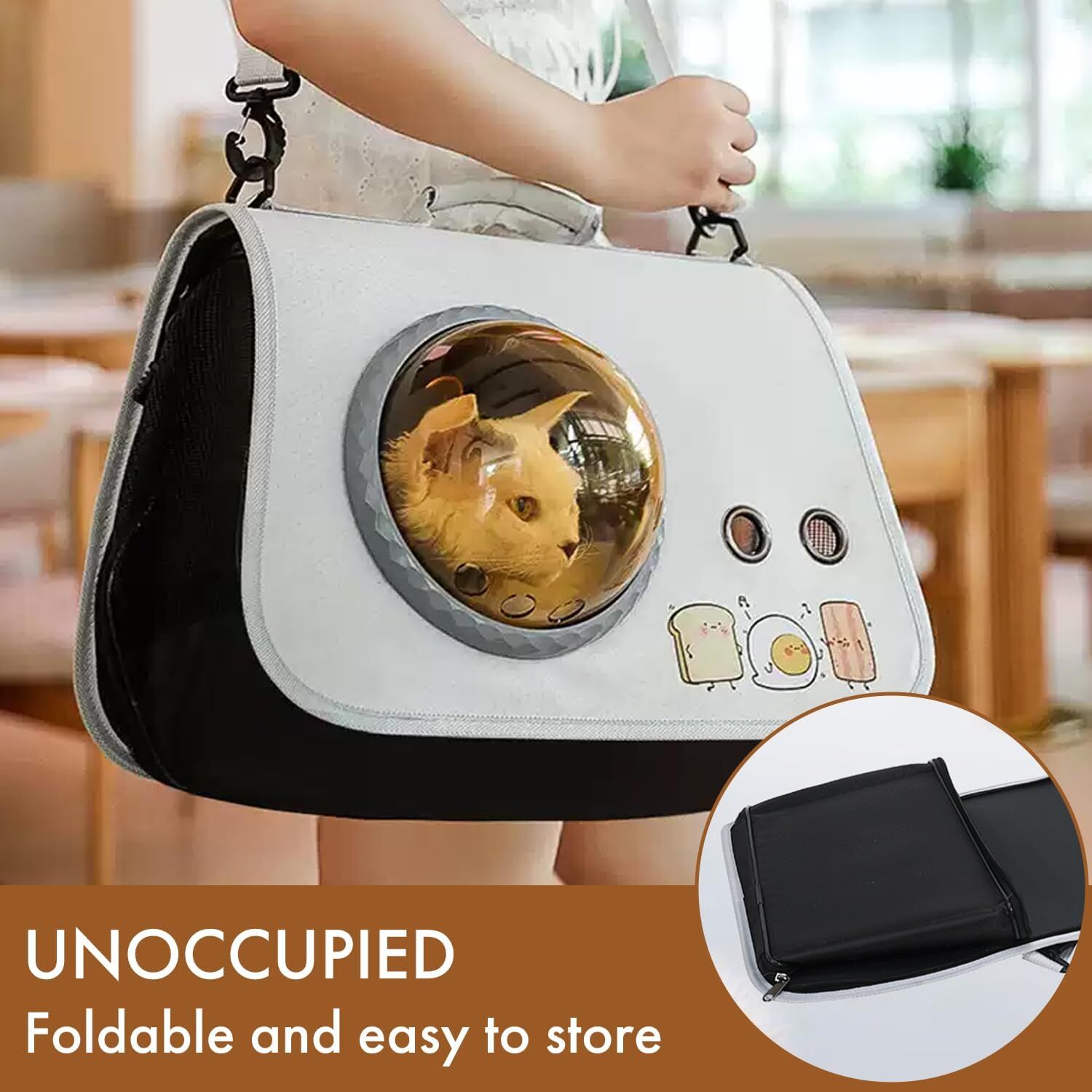 pet products Printed Space Capsule Cat Bag, Large Capacity Crossbody Dog Bag, Universal Pet Bag for All Seasons โ image 5