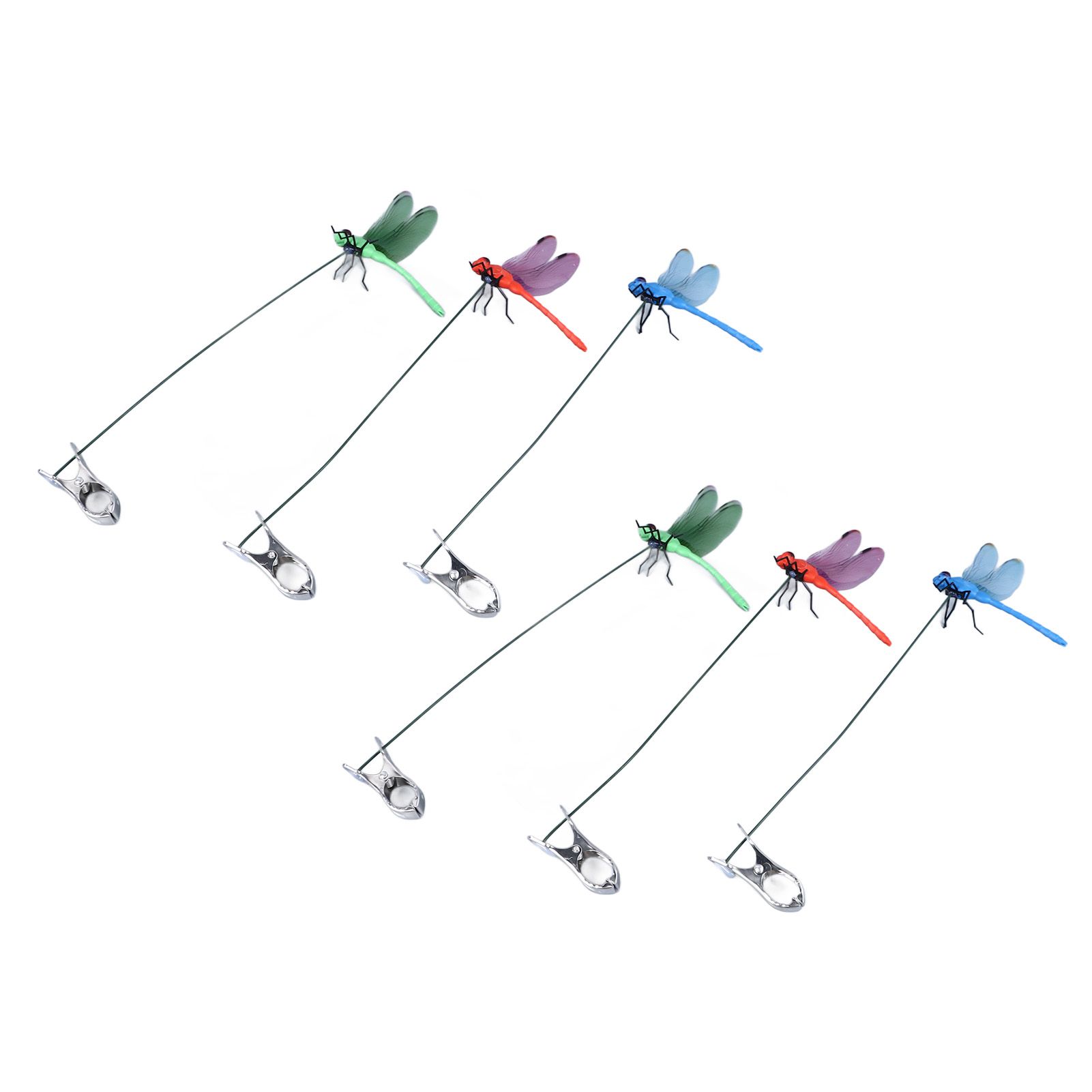 Dragonfly Clip Fake Dragonfly Pole Clips Natural Organic Concept 3D Dragonfly Garden Decor for Family Garden Potted Flowers Lawn House Statue 6Pcs — image 6