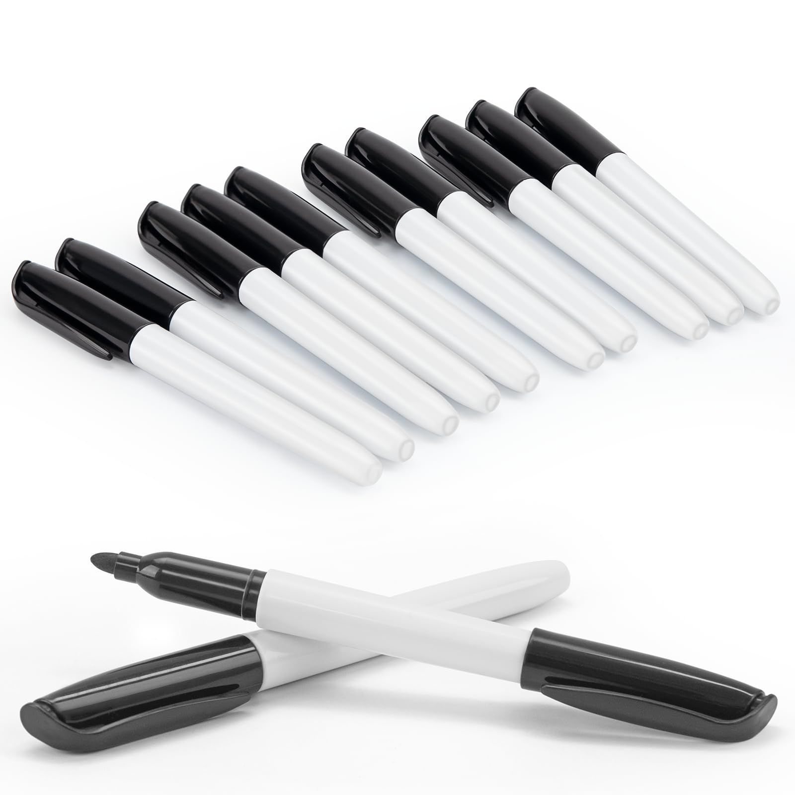 12pcs,Black dry wipe mark, whiteboard mini dry wipe mark loose, fine pointed student whiteboard mark, suitable for schools