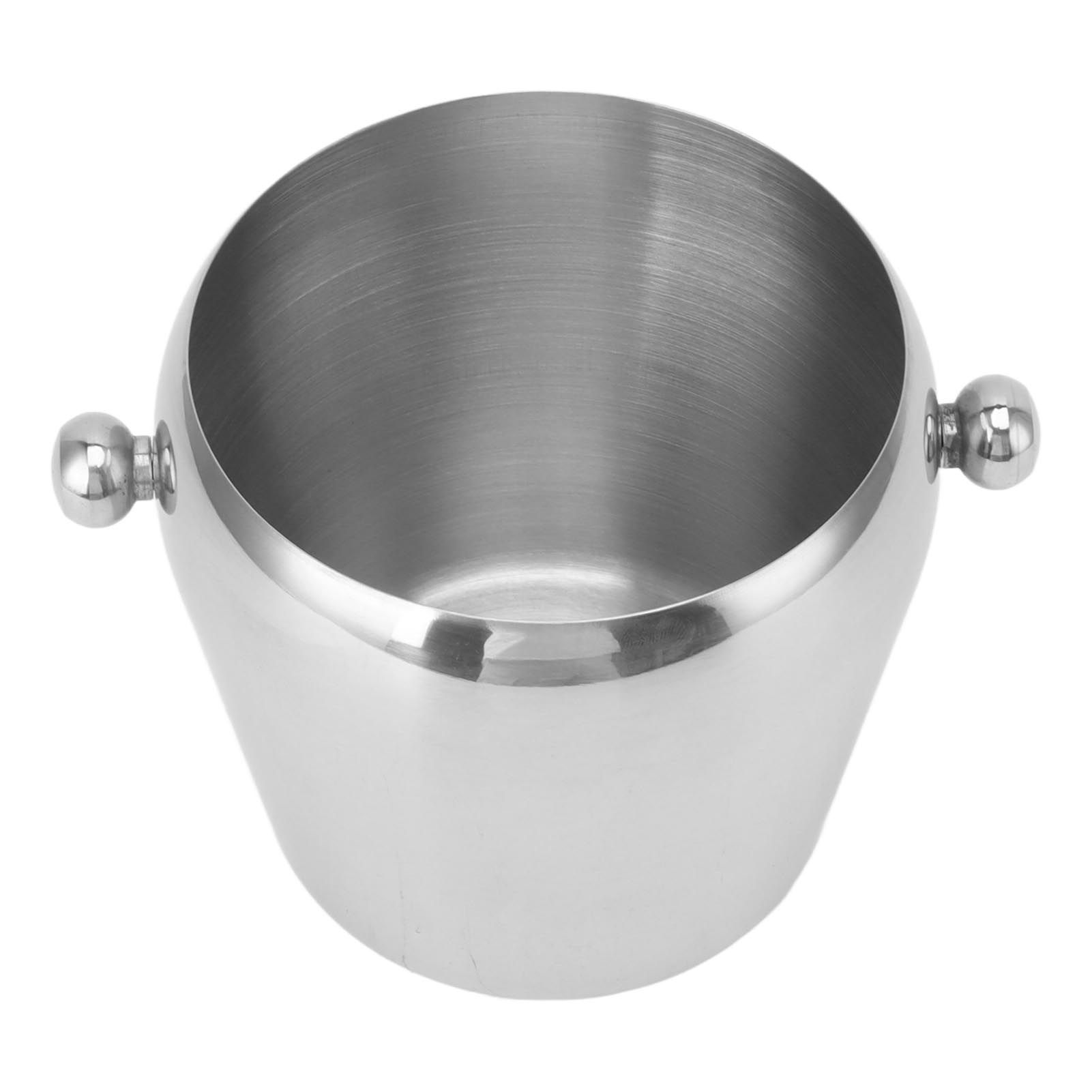 Stainless Steel Ice Bucket Champagne Ice Bucket Wine Chiller Bucket Beverage Tub with Smooth Handle for Home Bars Parties Silver Naked Small 1L — image 5