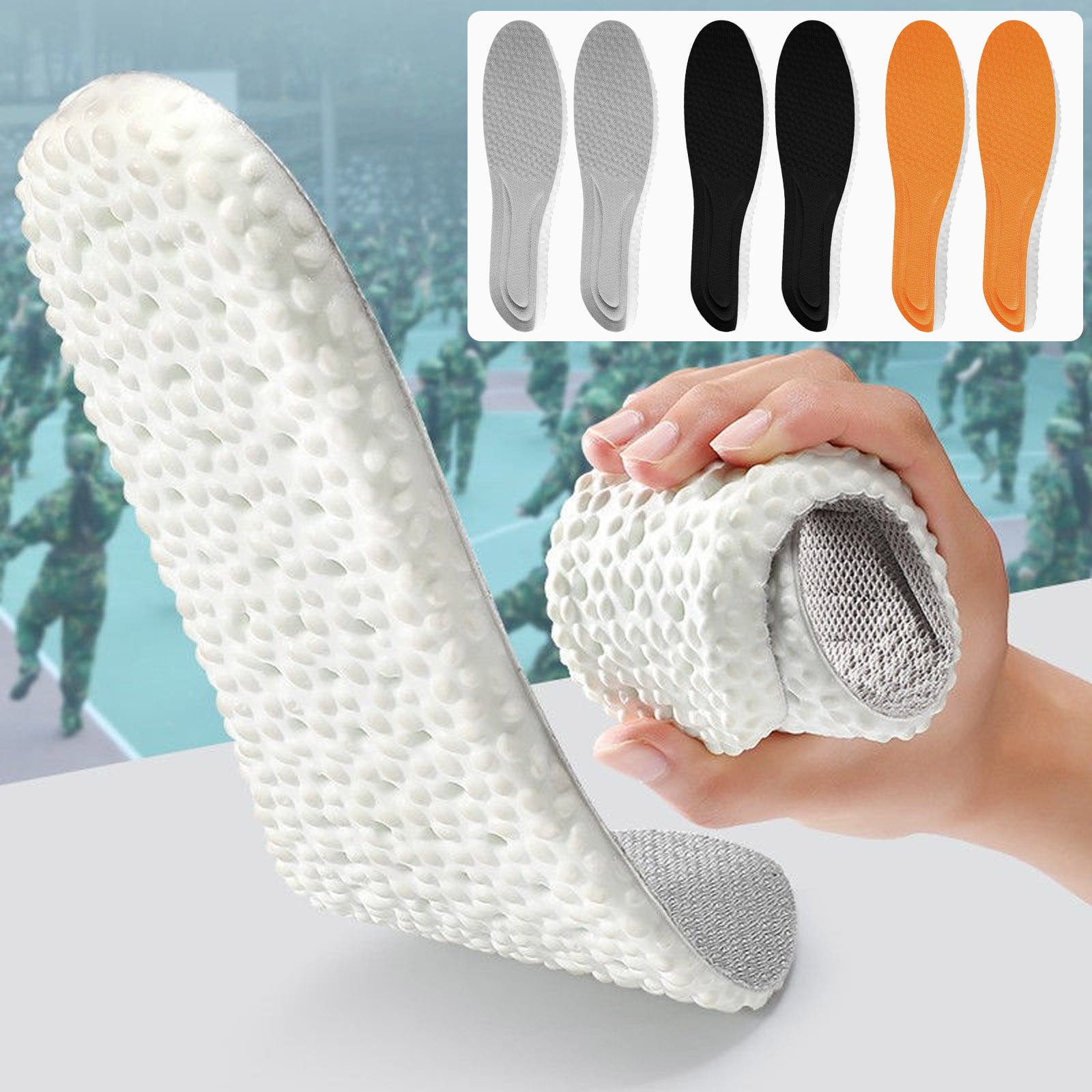 1 Pair Memory Foam Arch Support Insoles, Cushioned Massage Shoe Inserts for Men and Women, Orange, Size 37-38 โ image 3
