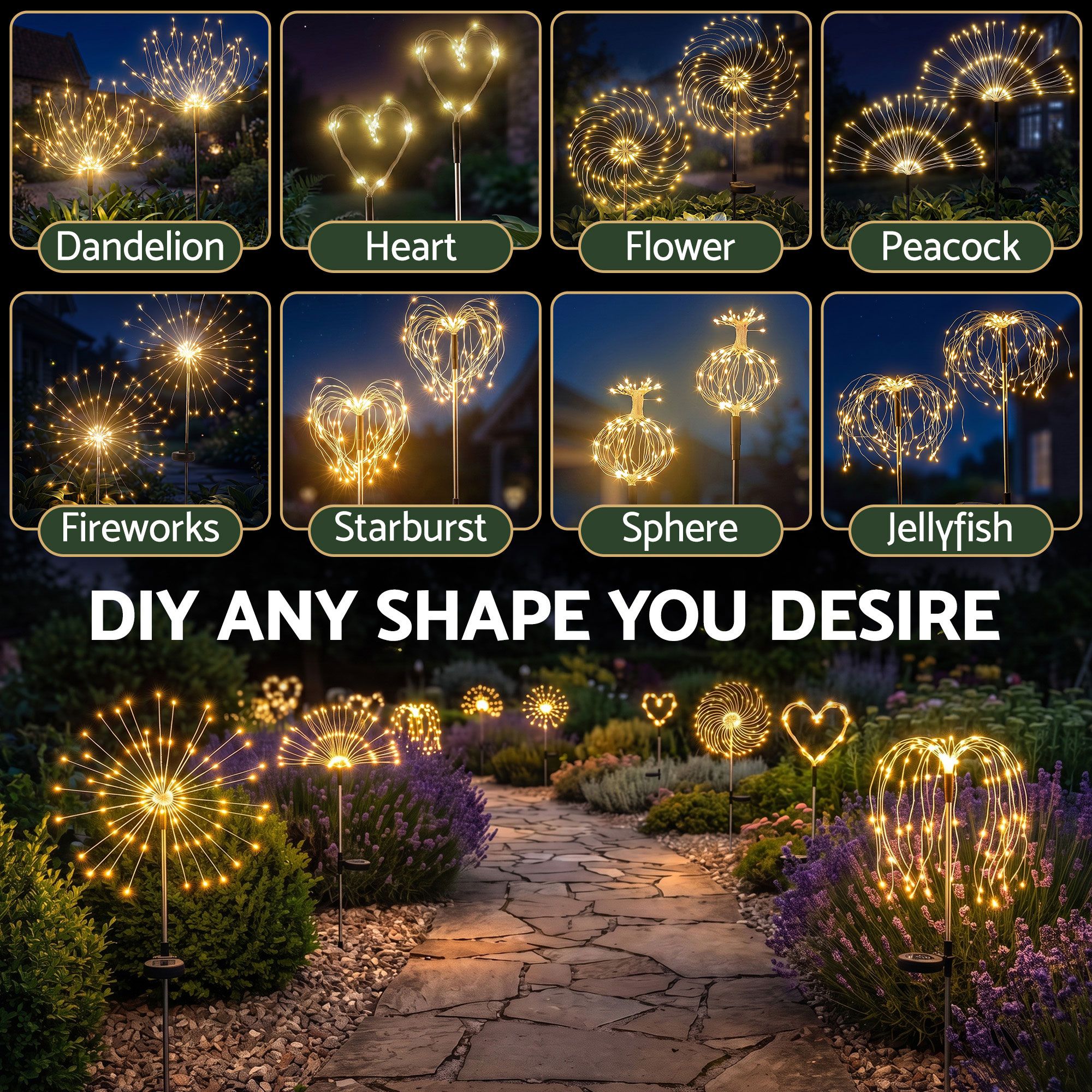 Jingle Jollys 4 Pack Christmas Lights Solar Firework Outdoor Garden Lights DIY Decoration Warm White โ image 4
