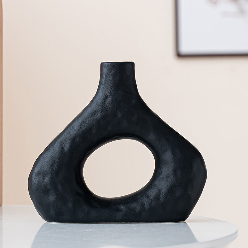 Minimalist Ceramic Vase Set (2-Piece): Modern Home Decor for Flower Arrangements (Black) | White Version Available In-Store — image 6