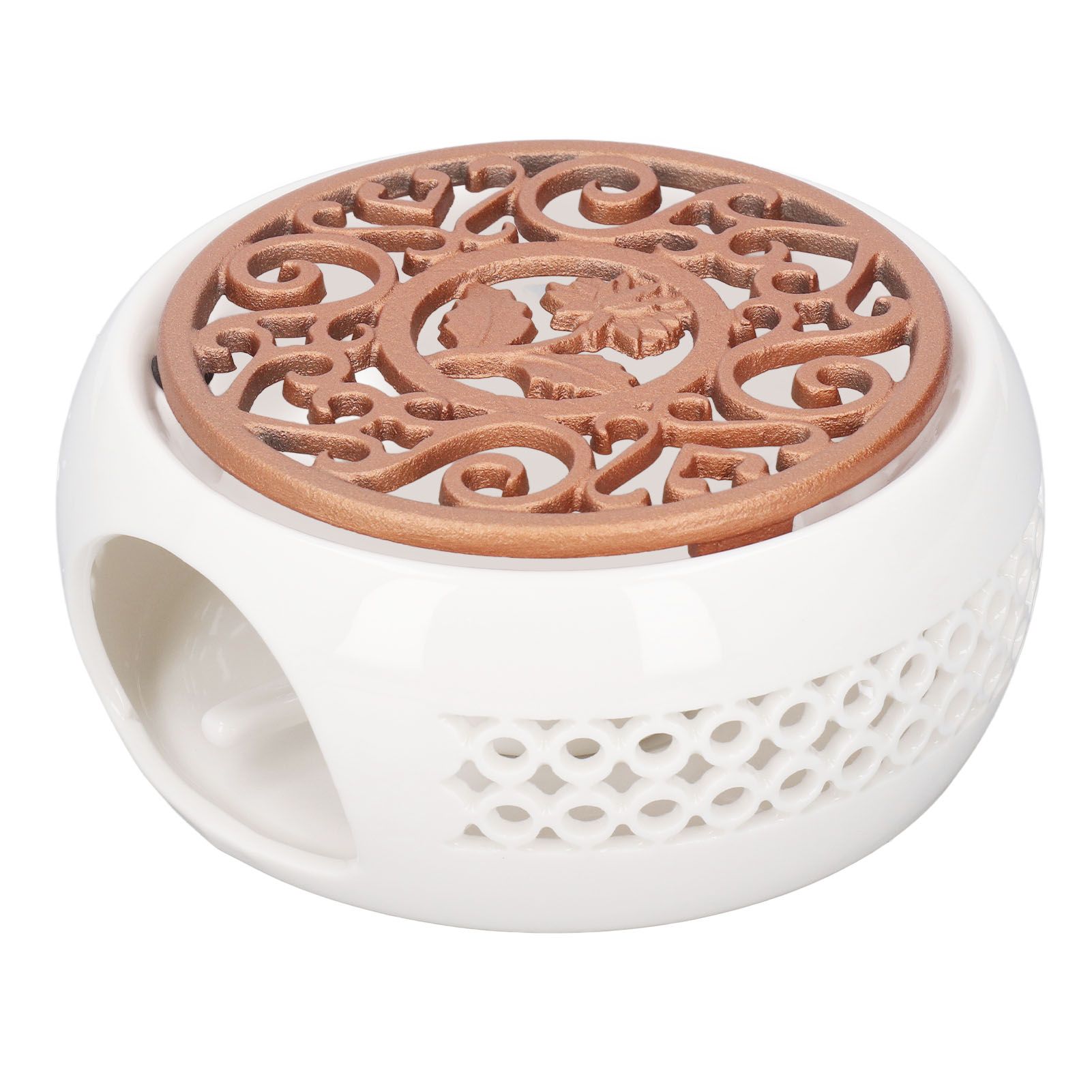 Ceramic Teapot Warmer Hollowed Pad Concave Bottom Practical Multifunction Teapot Heater for Family Office Cafe โ image 4