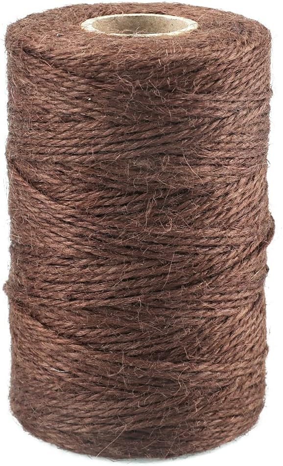 Jute String 328 Feet, 2mm Colored Natural Hemp Twine for Gift Wrapping, 3-Ply Brown for Climbing Plant, Garden Craft, DIY Christmas Handmade Arts, Gift