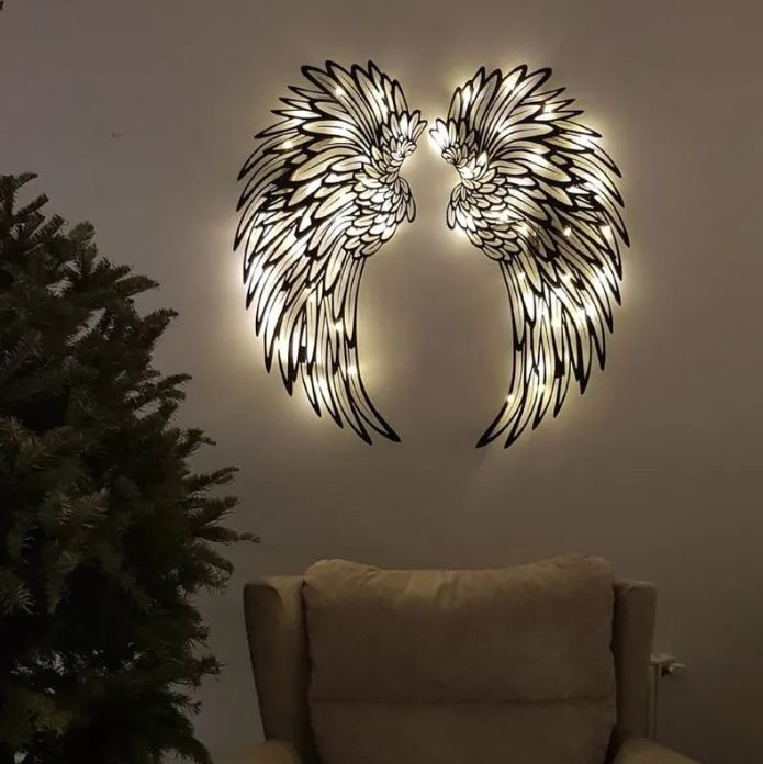 1 Pair Angel Wings Decorative Wall Decal Glowing Light Decorative Crafts Supplies For Children Girl Boys Bedroom Party โ image 3