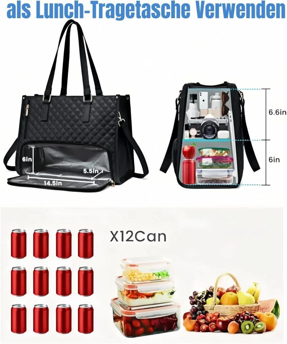 15.6 Inch 2-in-1 Insulated Leak-Proof Cooler Bag with Laptop Compartment, Beige โ image 3