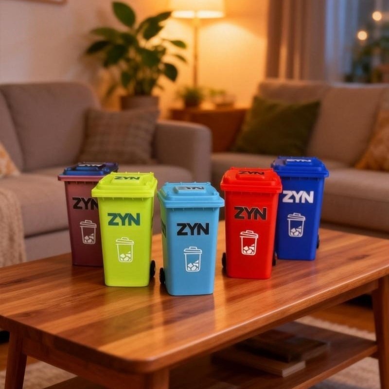 Red Mini Zyn Bin Desk Simulation Trash Can - Novelty Desktop Decor & Storage Box — image 2