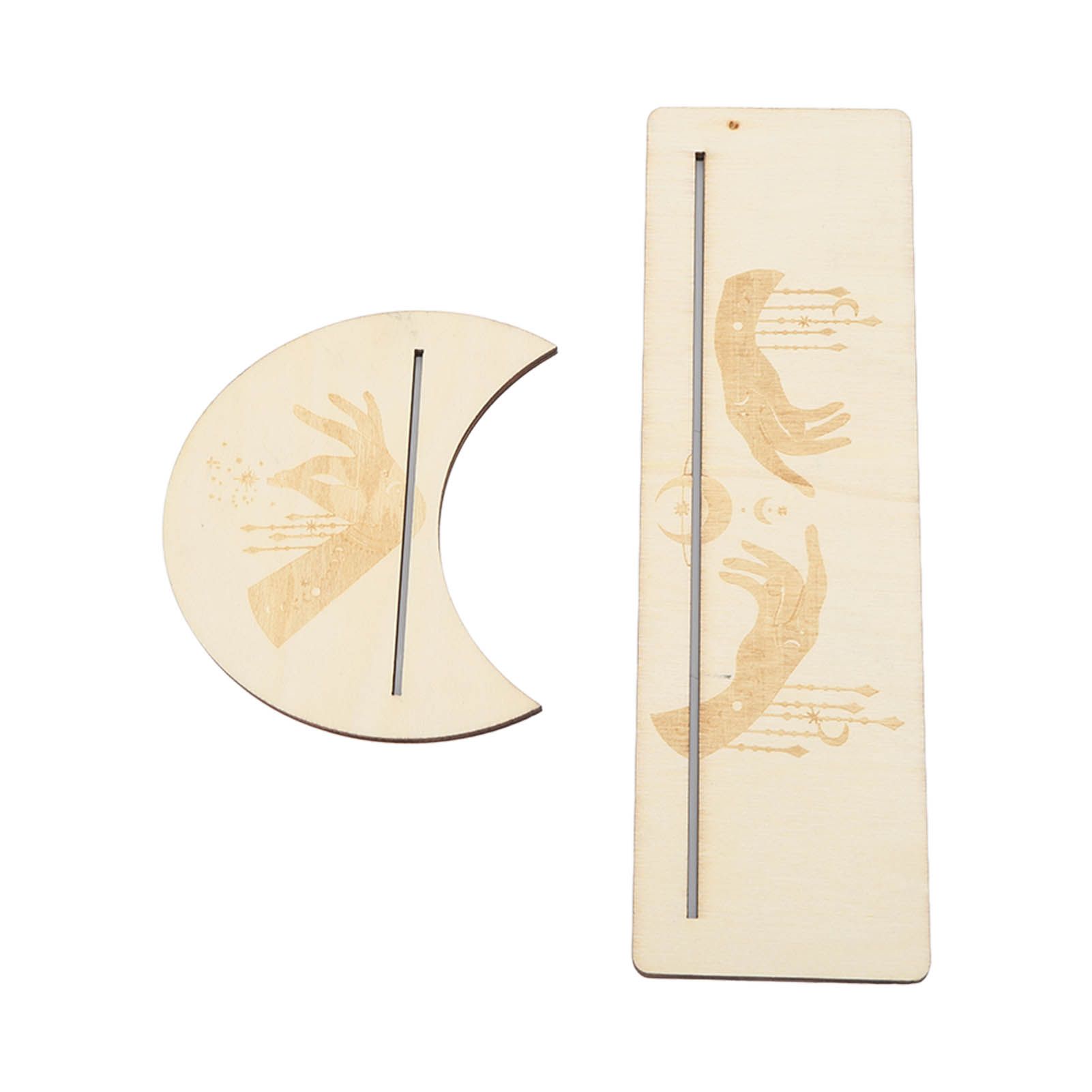 2 Pieces Wooden Tarot Card Stand Holder Stable Moon Shape and Rectangle Wooden Tarot Card Display Stand Base Type C — image 4
